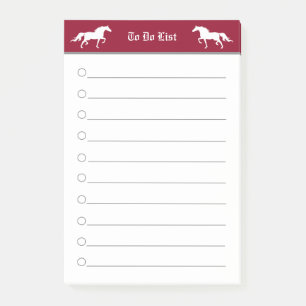 Moderne elegante twee paarden in bordeauxrood en w post-it® notes