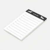 Moderne elegante twee paarden in zwart-wit post-it® notes (Schuin)