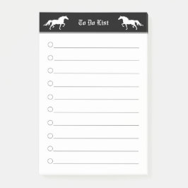 Moderne elegante twee paarden in zwart-wit post-it® notes