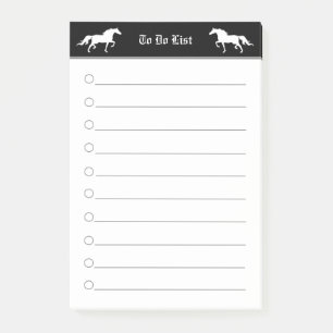 Moderne elegante twee paarden in zwart-wit post-it® notes