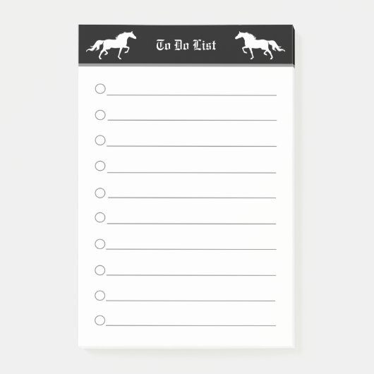 Moderne elegante twee paarden in zwart-wit post-it® notes (Voorkant)