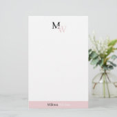 Moderne Elegante Tweekleur Monogram Briefpapier (Staand voorkant)