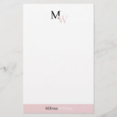 Moderne Elegante Tweekleur Monogram Briefpapier (Voorkant)