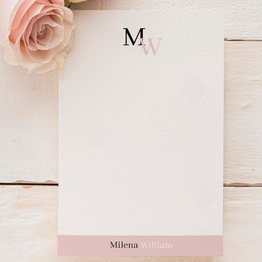 Moderne Elegante Tweekleur Monogram Briefpapier