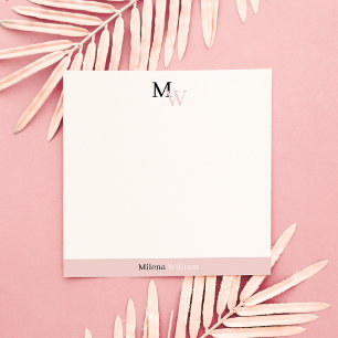 Moderne Elegante Tweekleur Monogram Notitiekaartje