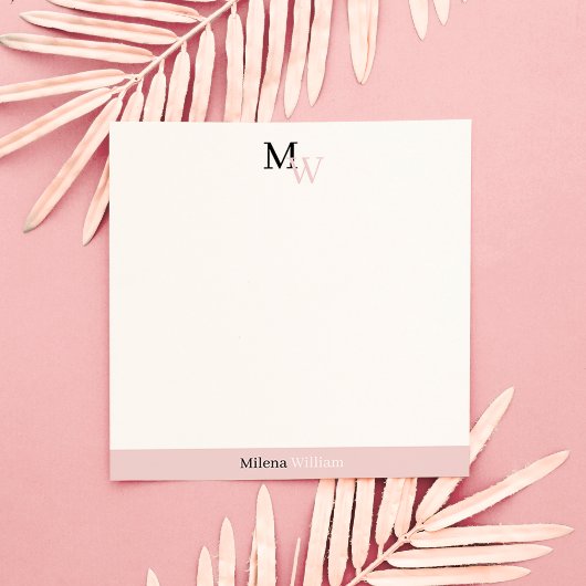 Moderne Elegante Tweekleur Monogram Notitiekaartje