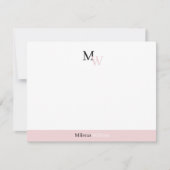 Moderne Elegante Tweekleur Monogram Notitiekaartje (Voorkant)