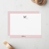 Moderne Elegante Tweekleur Monogram Notitiekaartje (Voorkant / Achterkant in situ)