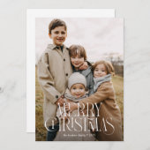 Moderne Elegante Type Drie Foto Prettig Kerstfeest Feestdagenkaart (Voorkant / Achterkant)