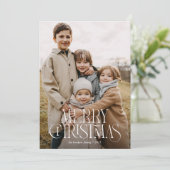 Moderne Elegante Type Drie Foto Prettig Kerstfeest Feestdagenkaart (Staand voorkant)