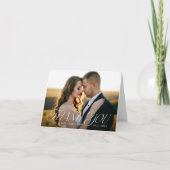 Moderne elegante typografie 2 foto bruiloft bedankkaart (Voorkant)