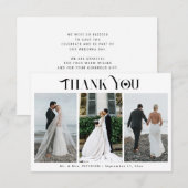 Moderne elegante typografie 3 foto-collage bruilof bedankkaart (Voorkant / Achterkant)