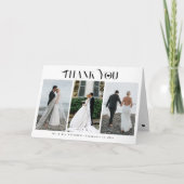 Moderne elegante typografie 4 foto-collage bruilof bedankkaart (Voorkant)