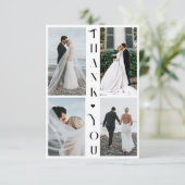 Moderne elegante typografie 4 foto-collage bruilof bedankkaart (Staand voorkant)
