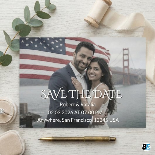 Moderne Elegante Typografie Aangepaste Foto Bruilo Save The Date