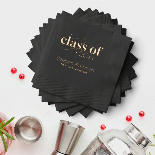 Moderne Elegante Typografie Afstudeerfeest Folie Servetten