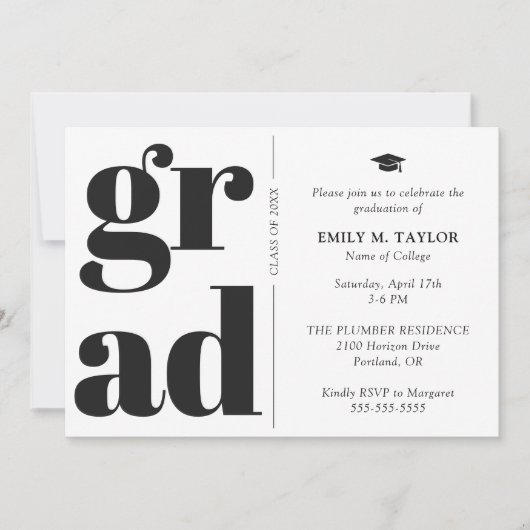 Moderne Elegante Typografie Afstuderen Kaart (Voorkant)
