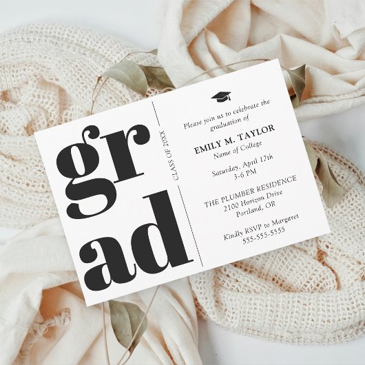Moderne Elegante Typografie Afstuderen Kaart