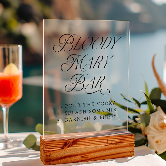 Moderne elegante typografie Bloody Mary Bar Acryl Bord