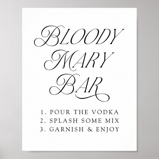 Moderne Elegante Typografie Bloody Mary Bar Teken Poster (Voorkant)