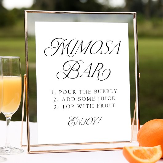 Moderne Elegante Typografie Bruiloft Mimosa Bar Te Poster