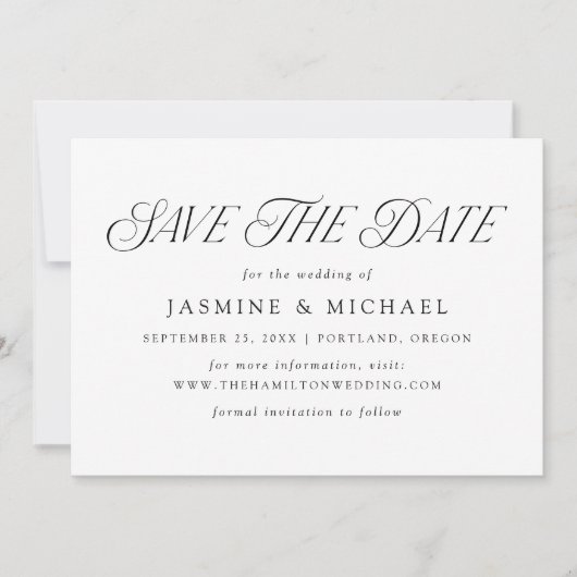 Moderne Elegante Typografie Bruiloft Save The Date (Voorkant)