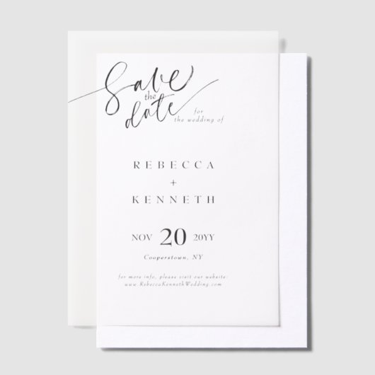 Moderne elegante typografie bruiloft save the date vellum uitnodigingen (Offset)