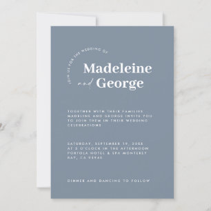 Moderne, elegante typografie dusty blauw save the date