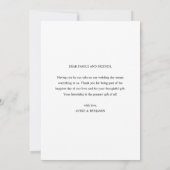 Moderne elegante typografie Eenvoudige trouwfoto Bedankkaart (Achterkant)