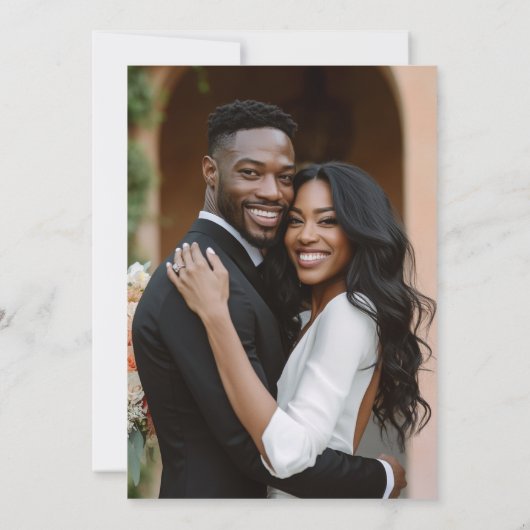 Moderne elegante typografie en foto bruiloft kaart (Achterkant)