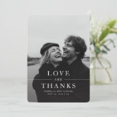 Moderne elegante typografie foto bruiloft bedankkaart (Staand voorkant)