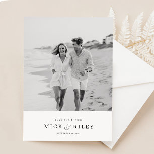 Moderne Elegante Typografie Foto Bruiloft Bedankkaart