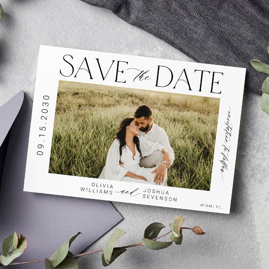 Moderne elegante typografie foto bruiloft save the date