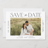 Moderne elegante typografie foto bruiloft save the date (Voorkant)