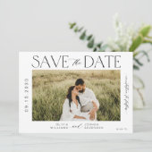 Moderne elegante typografie foto bruiloft save the date (Staand voorkant)
