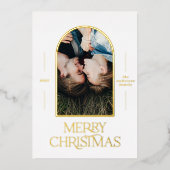 Moderne, elegante typografie, foto-kerstmis folie feestdagenkaart (Voorkant)