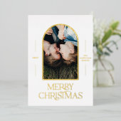 Moderne, elegante typografie, foto-kerstmis folie feestdagenkaart (Staand Voorkant)