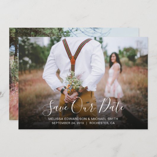 Moderne elegante typografie foto Opslaan Datum Kaart (Voorkant / Achterkant)