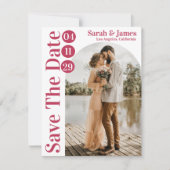 Moderne elegante typografie foto Save the Date Inv Kaart (Voorkant)