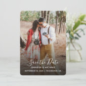 Moderne elegante typografie foto Save the Date kaa (Staand voorkant)