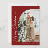 Moderne Elegante Typografie Foto Vrolijk Kerstmis Feestdagenkaart (Voorkant)