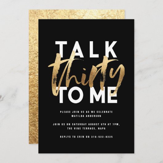 Moderne elegante typografie girale gouden 30e lezi (Voorkant / Achterkant)