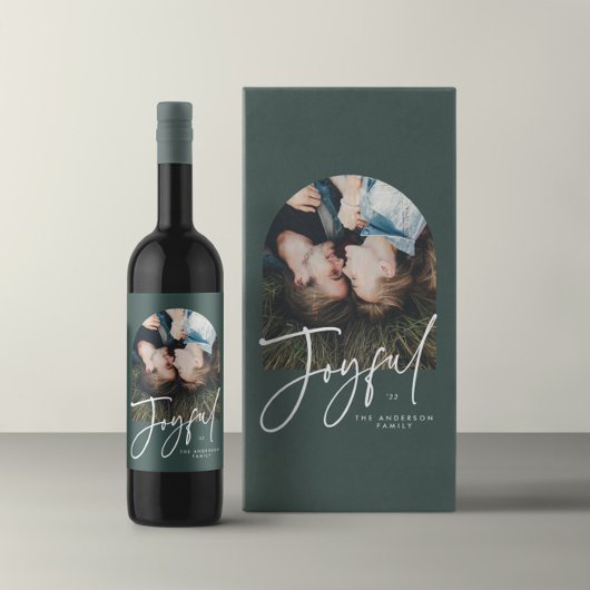 Moderne elegante typografie groen blij kerstfeest medium cadeauzakje