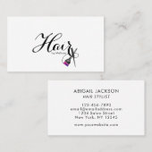 Moderne elegante typografie haar op naam wit visitekaartje (Voorkant / Achterkant)