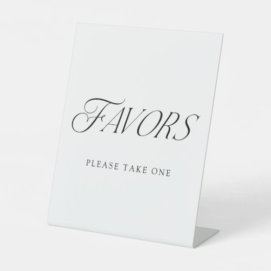 Moderne Elegante Typografie Huwelijksgunsten Reclamebord Met Voetstuk (Voorkant)