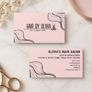 Moderne Elegante Typografie Kapper Kapster Roze Visitekaartje
