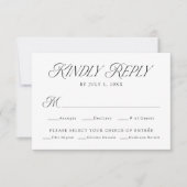 Moderne Elegante Typografie Maaltijd Keuze Bruilof RSVP Kaartje (Voorkant)