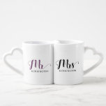 Moderne elegante typografie meneer en mevrouw Pas  Loversmokken<br><div class="desc">Moderne Elegante Typografie De heer en mevrouw Pas getrouwd Nesting Mokken - ideaal cadeau voor het gelukkige paar! Chic font - aangepast met uw namen!</div>