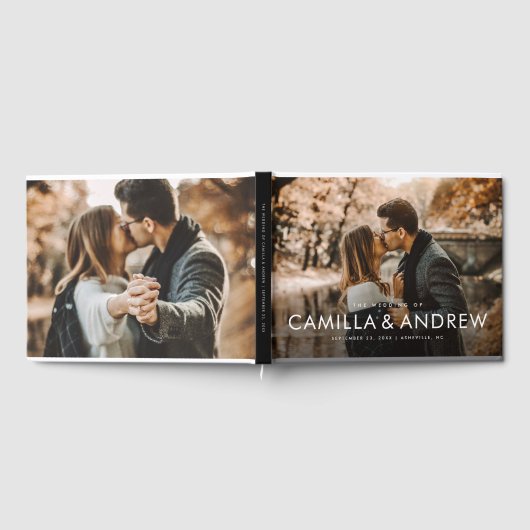 Moderne Elegante Typografie Namen Foto Bruiloft Gastenboek (Volledig)