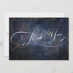 Moderne Elegante Typografie Navy Grunge Bokeh Bedankkaart